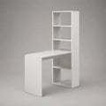 Scrivania per ufficio con libreria laterale integrata MDF laccato bianco struttura rettangolare 120 x 50 x 180 cm