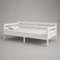 Letto singolo 90 x 200 cm in legno massello di pino colore bianco con sponde laterali e testiera a doghe struttura rettangolare