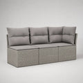 Divano da giardino 3 posti 200x75x75 cm in rattan PE con struttura in alluminio cuscini grigio scuro forma rettangolare