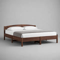 Letto matrimoniale 160x200 cm struttura in legno finitura noce con testiera curva a doghe e pediera in legno forma rettangolare