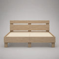 Letto matrimoniale 160x200 cm struttura in legno finitura naturale con testiera a doghe orizzontali rete a doghe forma rettangolare